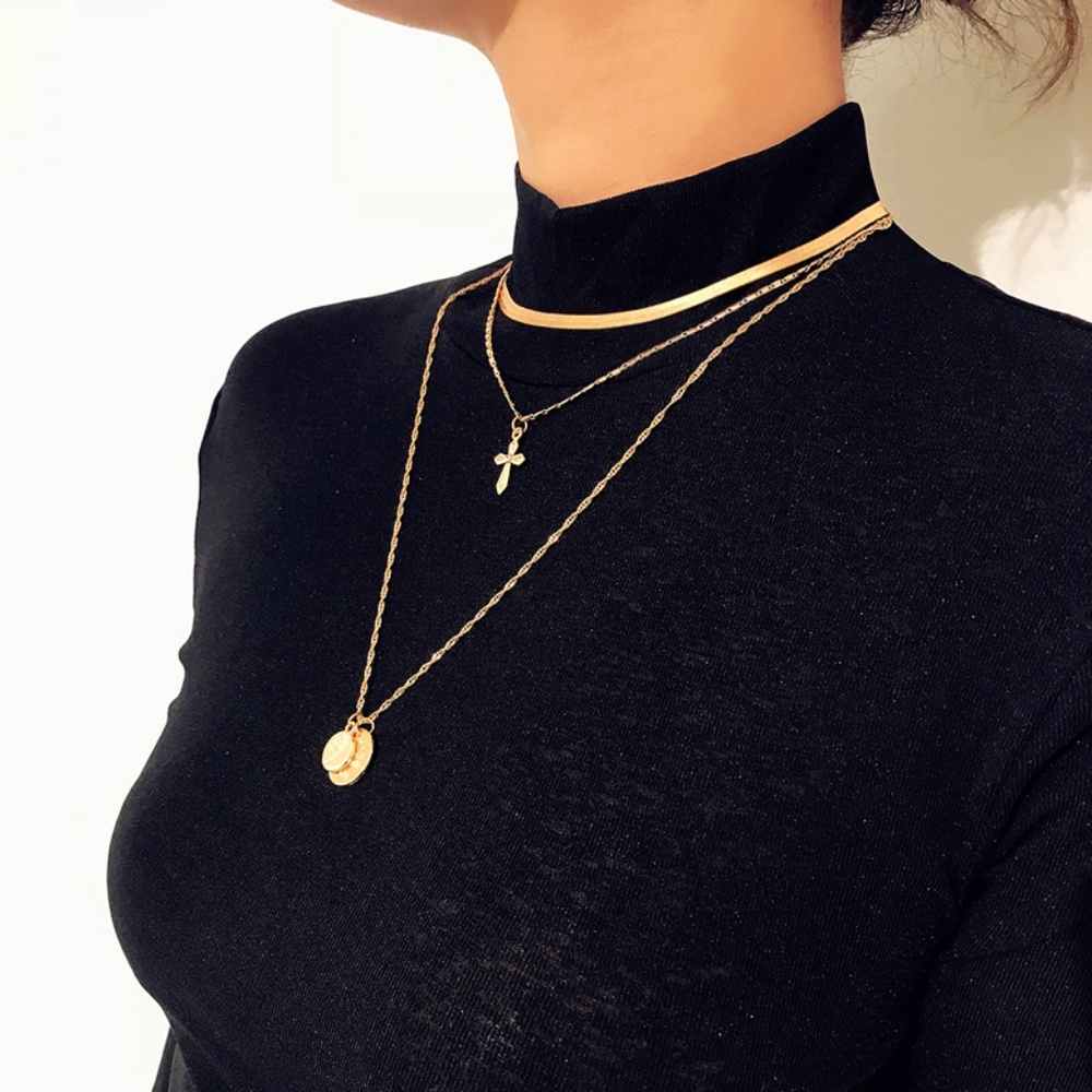 Antique Style// Tree Cross Layering Necklaces Set - Picture 8 of 8